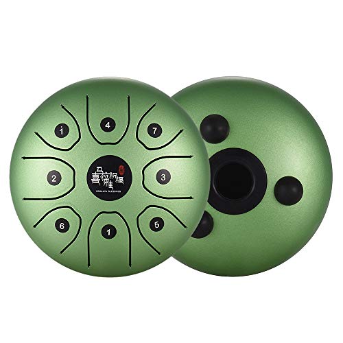 5.5 Inch Mini 8-Tone Steel Tongue Drum C Key Percussion Instrument Hand Pan Drum with Drum Mallets Carry Bag