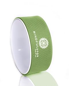Yoga Wheel & Pose Guide by Mindful Yoga - Extra Strength, Eco-Friendly Stretching Prop, Mat Material - Comfort & Safety in All Yoga Poses (Green)