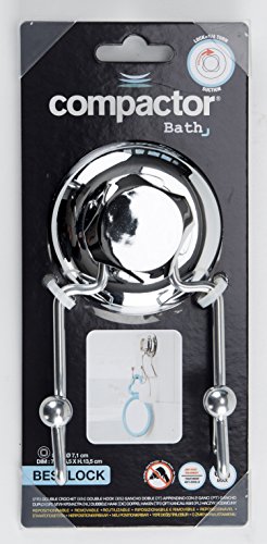 Compactor Bestlock Suction Double Hook, Steel, Chrome, 7.1 x 5.5 x 13.5 cm