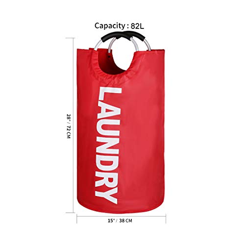 EPICORD 82L Large Laundry Basket (6 Colors), Collapsible Fabric Laundry Hamper, Foldable Clothes Bag, Folding Washing Bin (Red) - Thumbnail 3
