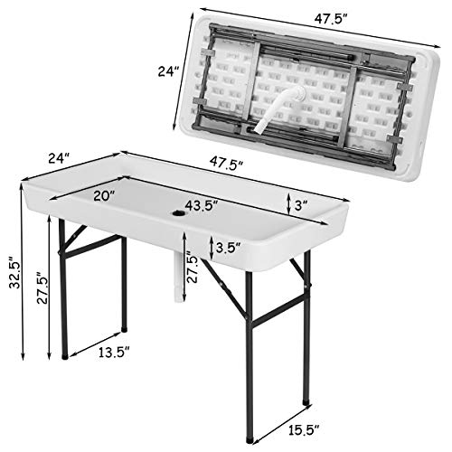 Giantex Folding Ice Tables for Parties with Drain, Fill and Chill Table