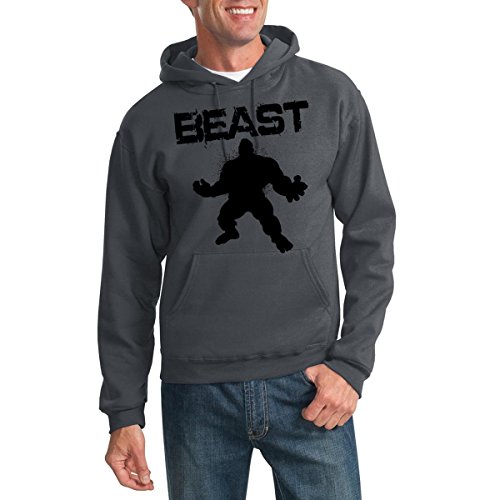Unisex Hoodie BEAST Hulk Fleece Sweatshirt 4XL Charcoal