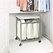 Seville Classics Mobile Laundry Hamper Sorter Cart, 3-Bag with Folding Table, Champagne