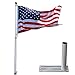 Yeshom 25ft Silver Portable Telescopic Tailgate Flag Pole Kit with Anti-Sway Tire Mount & Carry Bag for RV Camping with US Flag Ball Top, Outdoor Telescoping Flagpoles