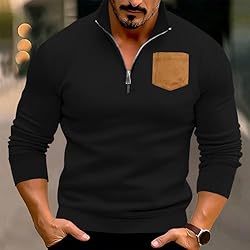Mens Quarter Zip Pullover Vintage Fashion Long