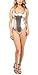Karies Womens Sexy Backless Shiny Metallic Spandex Tank Thong Bodysuit(NJ3353) (Small, Silver)
