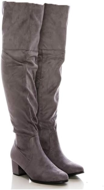 CALICO KIKI Women's Over The Knee High Boots - Faux Suede Mid Heel Comfortable Boots