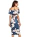 MakeMeChic Women's Floral Pencil Dress Knee Length Off Shoulder Cocktail Dress Blue M