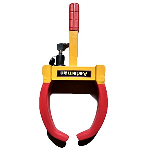 Wheel Locks Adjustable Locking Wheel Boot Clamp - A3 Steel Anti-theft Wheel Lock - Atomic + Plum Lock Cylinder for Car Boat Trailer And More From Theft (5.3 pounds)