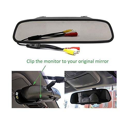 Podofo 4.3" Car TFT LCD Mirror Monitor Wireless Reverse Car Rear View Backup Camera Kit (Black)