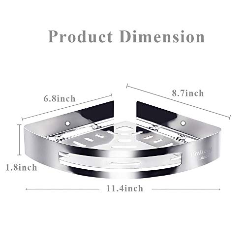 Binffeey Shower Corner Shelf SUS304 Stainless Steel Corner Shower Caddy Self Adhesive/Wall