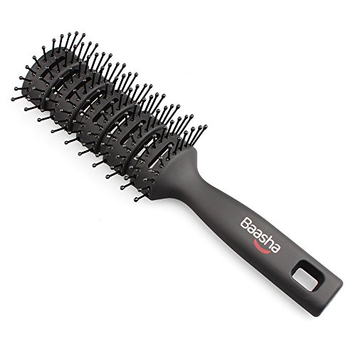 Baasha Vent Brush with 11-Row Large Tunnel, Anti Static Soft Bristles Blow Dryer Hair Brush, Vented Wet Hair Brush for Men and Women, Black