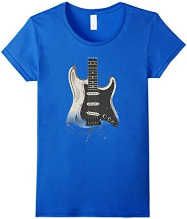 Womens Guitar Discharge Graphic Image Est 1988 Stamp T Shirt Medium Royal Blue