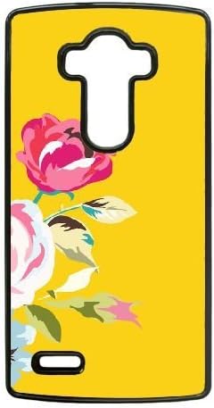 LG G4 Case,Color Painting Pink Flowers and Yellow Background Durable Hard Plastic Phone Case,[Flower Series]-Black