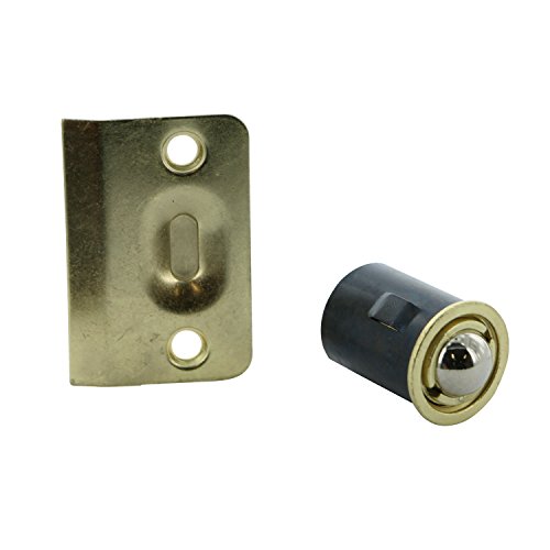 2 Pack ELBA Closet Door Ball Catch Drive-In With Catch (Strike Plate), Door Hardware in Brass Finish, Durable Simple Installation