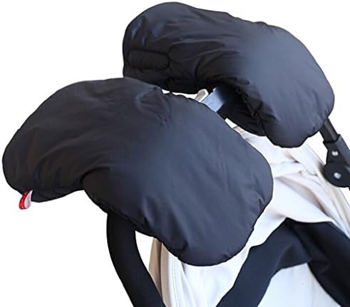 Beauf Extra Thick Stroller Hand Muff Winter Waterproof Anti-freeze Gloves for Parents and Caregivers (Black)