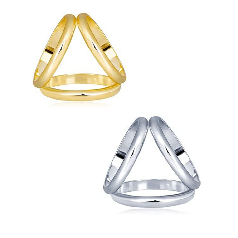 2PCS Fashion Scarf Clip Scarves Buckle Modern Simple Triple Slide Jewelry Silk Sarf Clasp Clips Clothing Ring Wrap Holder for Women Lady Girls (Golden + Silver)