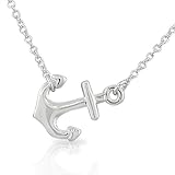925 Sterling Silver Classic Polished Womens Anchor Horizontal Sideways Pendant Necklace by My Daily Styles