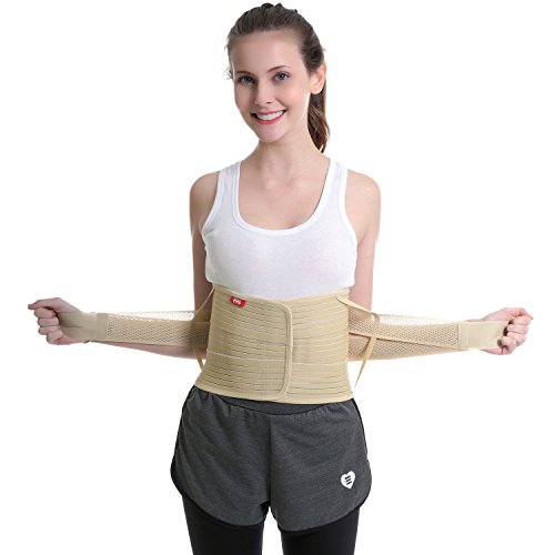 Banglijian Back Brace Lumbar Support Posture Corrector for Men Women, Relieve Lower Lumbar Back Pain from Muscle Strains and Sprains etc. (X-Large, Beige)