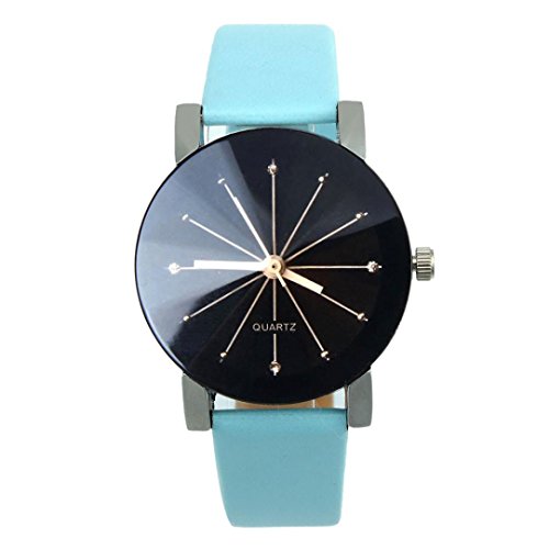 Women's Watch,FUNIC Quartz Dial Clock Leather Wrist Watch Round Case Watch (Blue)