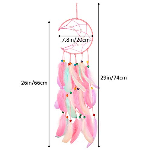 image for Beinou Feather Dream Catchers Half Circle Moon Dreamcatchers Wood Bead