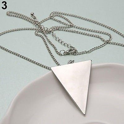Women Fashion Punk Jewelry Triangle Pendant Retro Long Chain Necklace Perfect SILVER