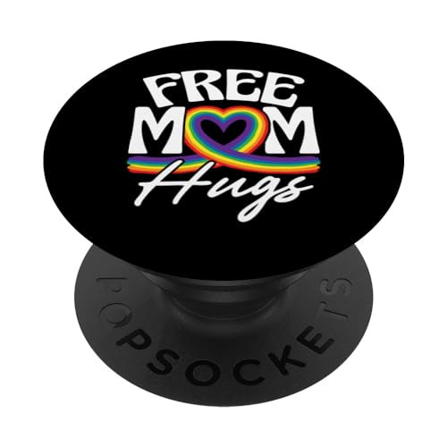 Free Mom Hugs | LGBTQ Gay Pride Month | Proud Ally Mom PopSockets Adhesive PopG…