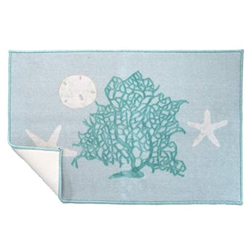 The Lakeside Collection Coastal Bathroom Rug with Starfish, Ocean