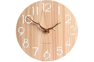 Wooswen Nordic Wooden 3D Wall Clock Art Hollow Wall Clock for Children's Room/Home Decor 12 Inch
