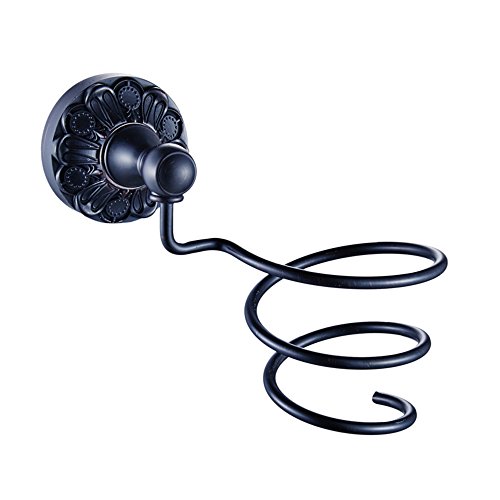 Click Here to See More Images Nokozan Solid Brass Hair Dryer Holder Spiral Straightener Wall Mounted, Oil Rubbed Bronze Black