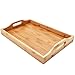 Juvale Bamboo Wood Serving Tray with Handles for Breakfast in Bed, Kitchen Counter, Ottoman (16 x 11 x 2 in)