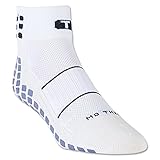 TRUSOX Ankle Length Thin Large No Slip Socks For Running, Tennis, Basketball, Lacrosse, Football, Baseball, Soccer, Volleyball Or Rugby, 1 Pair, White, Shoes Size Men 10 and up, Women 10.5 and up