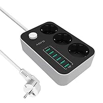 AOFO Regleta Enchufes de 3 Tomas y 6 Puertos de USB(5V/3.4 A, 17W)