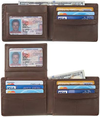 Wallet for Men Genuine Leather RFID Blocking Bifold Wallet With 2 ID Window
