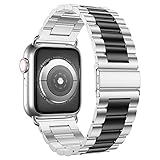 EPULY Compatible with Apple Watch Band 42mm 44mm 38mm 40mm with Case,Business Stainless Steel Metal Wristband for iWatch Series 5/4/3/2/1