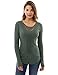 PattyBoutik Women Crochet Lace Inset Curved Hem Blouse (Dark Heather Green Large)