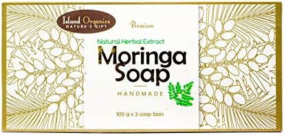 Island Organics Moringa Soap 3-pack 3x105g, Handmade, Skin nourishing, Deep cleansing, Anti-aging, Hypoallergenic, Healthy for skin