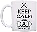 ThisWear Father's Day Mug For Dad Keep Calm Dad Will Fix It Birthday Gift 11oz Ceramic Coffee Mug with Handle