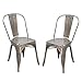 Joveco Sheet Metal Frame Tolix Style Stackable Industrial Bar Chairs with Back - Set of 4 (Gunmetal) Wholesale Price