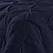 Comfy Bedding Double-Needle Durable Stitching 3-Piece Pinch Pleat Comforter Set All Season Pintuck Style (King, Navy Blue)
