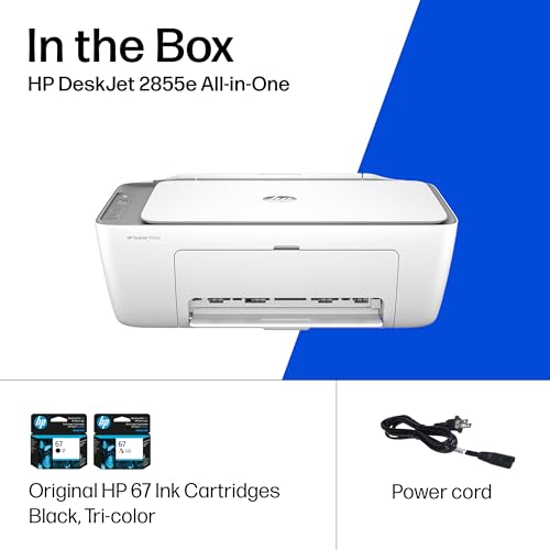 HP DeskJet 2855e Wireless All-in-One Color Inkjet Printer, Scanner, Copier, Best-for-home, 3 month Instant Ink trial included, AI-enabled (588S5A)