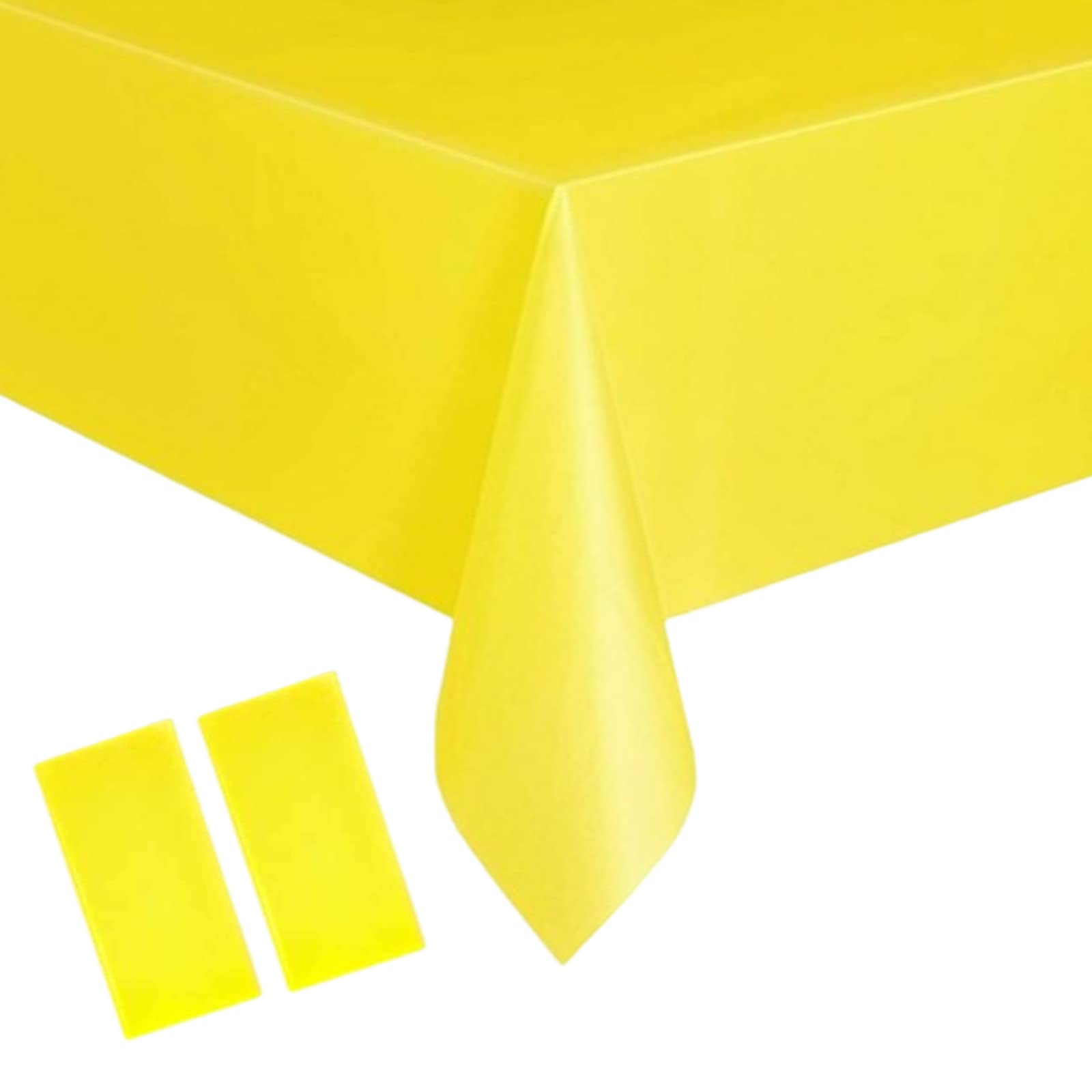2Pcs 137*274cm Yellow Disposable TableCloth Table Covers,Rectangular Dining Disposable Tablecover Plastic Yellow Table Cloth Party for Picnic,Baby Shower,Wedding,Christmas,Birthday Party Decorations