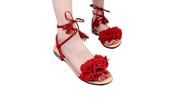 floral flat ankle strap peep toe casual gladiator sandals