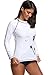 CharmLeaks Woman Long Sleeve Rash Guard Swimwear SPF Clothing Surfing Swim Shirt White M