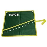 Delight eShop 1pcs Canvas Wrench Roll Up, Optional 10 Pocket Grids, Storage Bag, Green