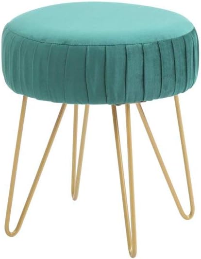 Hodedah Teal Velvet Vanity Stool