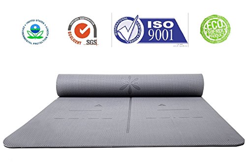 image for Heathyoga Eco Friendly Non Slip Yoga Mat, Body Alignment System, SGS C