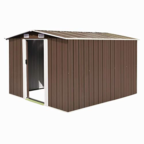 ghuanton Geräteschuppen 257×298×178 cm Metall Braun Heim & Garten Rasen & Garten Garten & Balkon Gartenhäuschen…