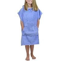 Conversege Toddler Boys&Girls Solid Hooded Flannel Bathrobes Towel Night-Gown Sleepwear Blue