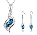 UNKE Sapphire Blue Teardrop Jewelry Set Peacock Blue Necklace & Earring Pendant Necklace